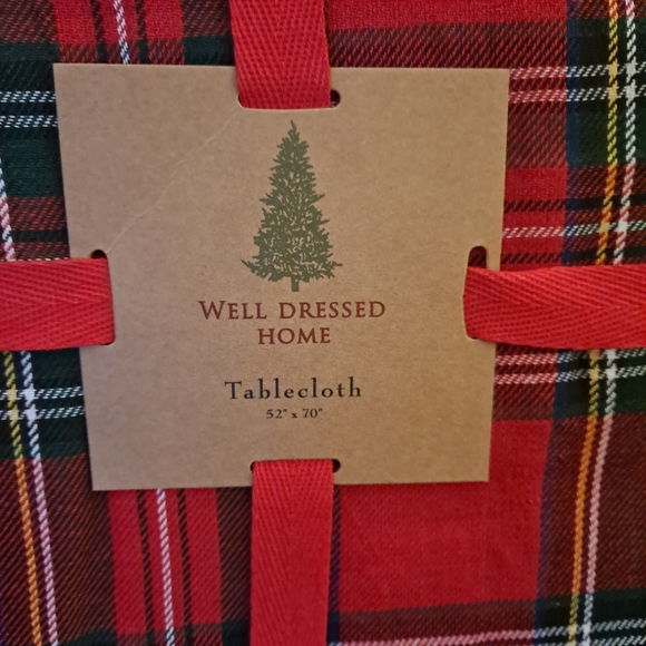 Well Dressed Home Red Tartain Plaid Cotton Tablecloth - Picture 2 of 3